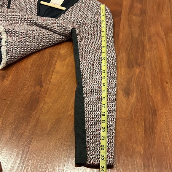 Rebecca Taylor Leather Trim Asymmetrical Zip Moto Blazer Jacket - Picture 12 of 15